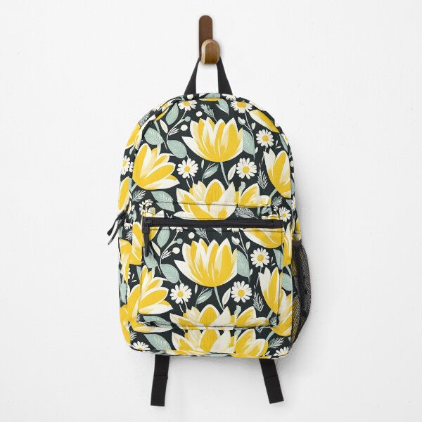Item preview, Retro Mid Century Modern Flower Pattern Yellow, Black designed and sold by Prints and Lifestyle.