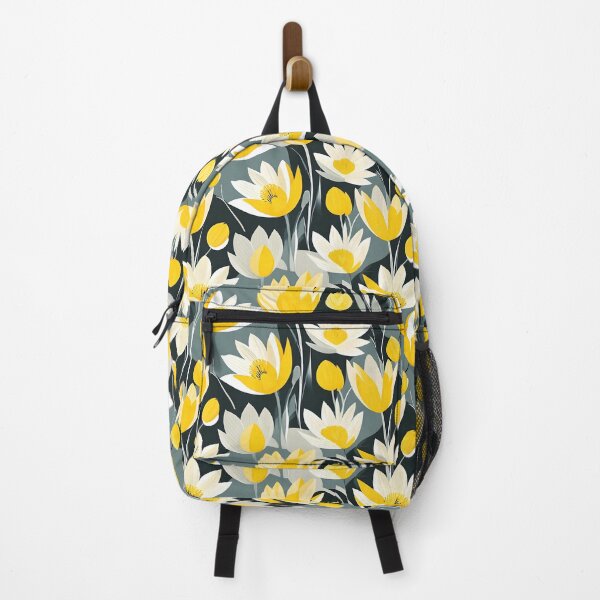Item preview, Retro Mid Century Modern Flower Pattern Yellow, Black designed and sold by Prints and Lifestyle.