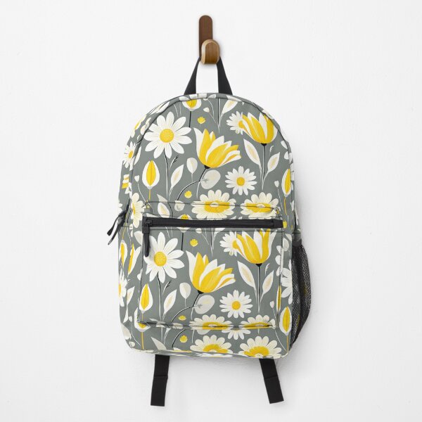 Item preview, Retro Mid Century Modern Flower Pattern Yellow, Gray designed and sold by Prints and Lifestyle.