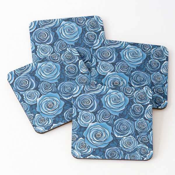 Item preview, Pretty blue roses pattern illustration designed and sold by perlphoto.