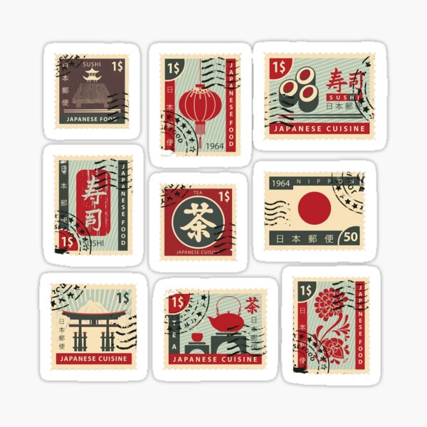 Vista previa del artículo con la obra «Colección de sellos con temática gastronómica japonesa», diseñado y vendido por gliyj.