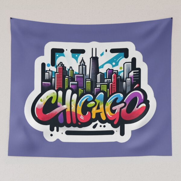 Item preview, Chicago Graffiti-Style Skyline designed and sold by PinUpPizzazz.
