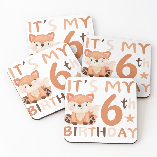 Item preview, Birthday shirt design - It's my 6th birthday - cute fox designed and sold by PrettyPinkSkies.
