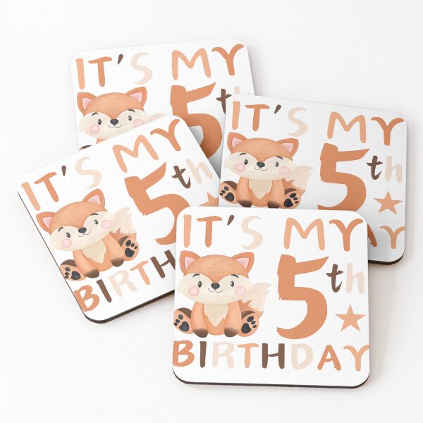 Item preview, Birthday shirt design - It's my 5th birthday - cute fox designed and sold by PrettyPinkSkies.