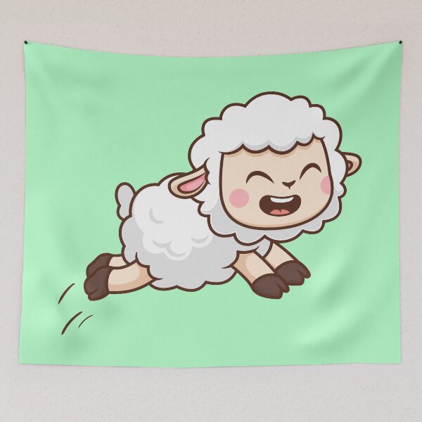 Item preview, Leap of Joy: Cute Sheep Jumping designed and sold by hjian8219.