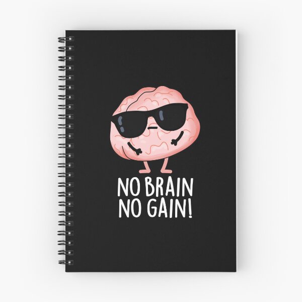 Item preview, No Brain No Gain Funny Brain Pun (Dark BG) designed and sold by punnybone.