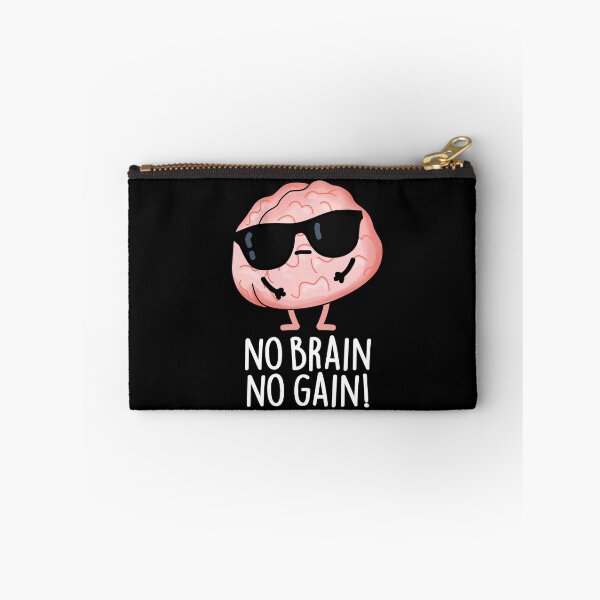 Item preview, No Brain No Gain Funny Brain Pun (Dark BG) designed and sold by punnybone.