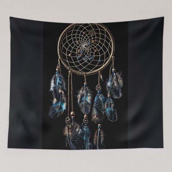 Item preview, Decorative Dreamcatcher with colored feathers print designed and sold by dcrc.