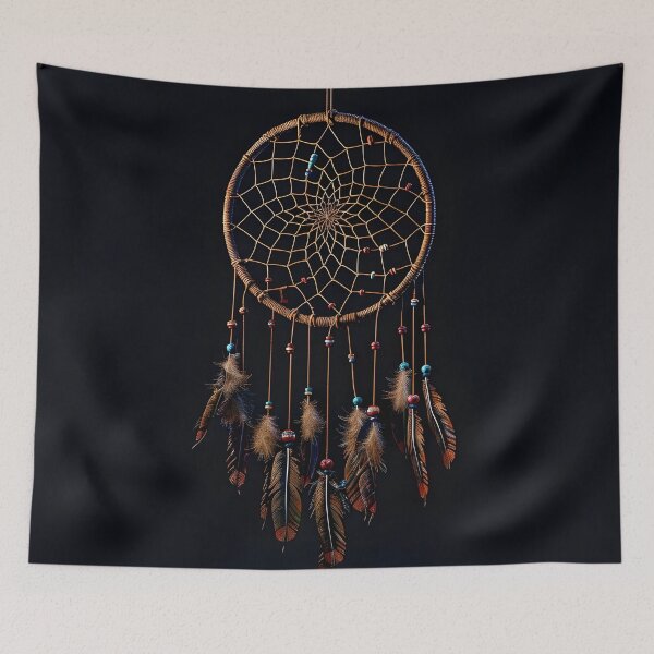 Item preview, Decorative Dreamcatcher with colored feathers print designed and sold by dcrc.