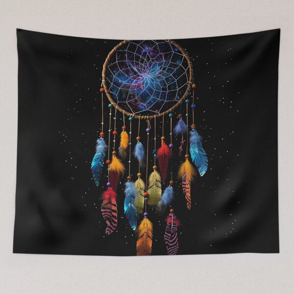 Item preview, Decorative Dreamcatcher with colored feathers print designed and sold by dcrc.