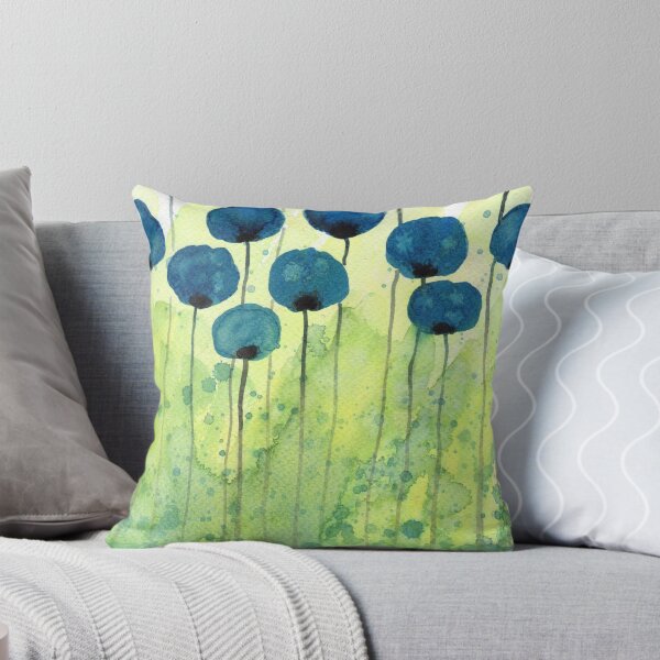 Item preview, Watercolor Flowers in Blue and Green designed and sold by PopwheelArt.