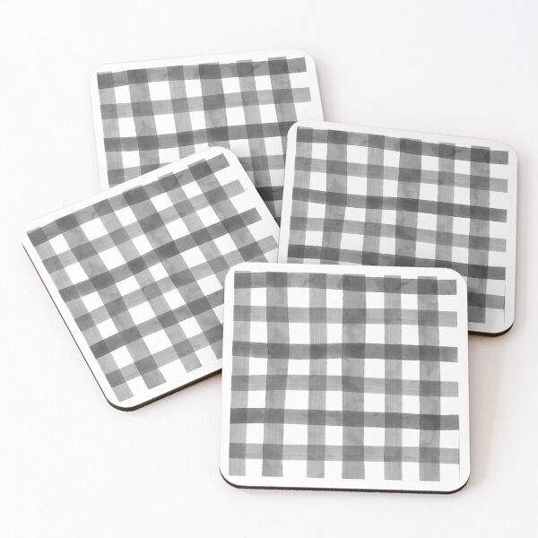 Item preview, Ash Grey Black and White Watercolor Gingham Plaid Check Seamless Pattern designed and sold by owliedesign.