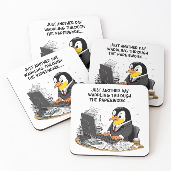 Item preview, A Penguin at Work, Corporate Penguin Navigating the Paperwork Jungle, Just another day waddling through the paperwork. designed and sold by FEBRICAST.