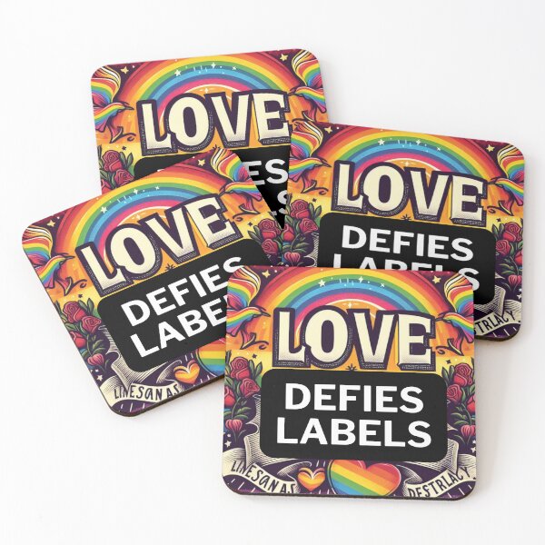 Item preview, LGBTQ Heart Pride Love defies labels. LGBTQ Gay Pride Graphic Design designed and sold by ItsAKinkThing.