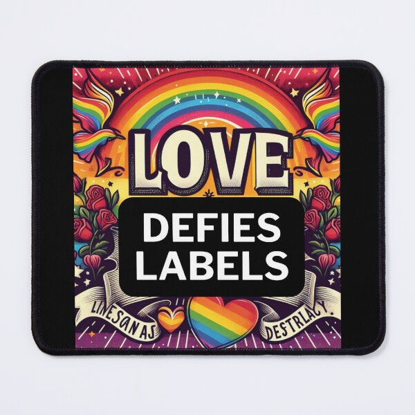 Item preview, LGBTQ Heart Pride Love defies labels. LGBTQ Gay Pride Graphic Design designed and sold by ItsAKinkThing.