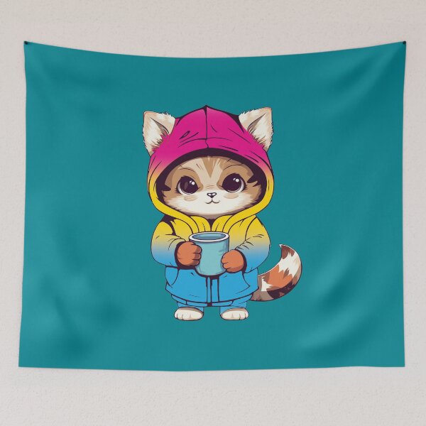 Item preview, Cute Pansexual Pride Flag Cat, Subtle Pansexual Kawaii Cat Design designed and sold by Travelslightly.