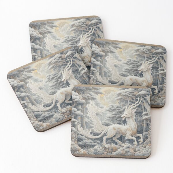 Item preview, Majestic White Kirin/Qilin in Fantasy White Forest designed and sold by Illuministique.