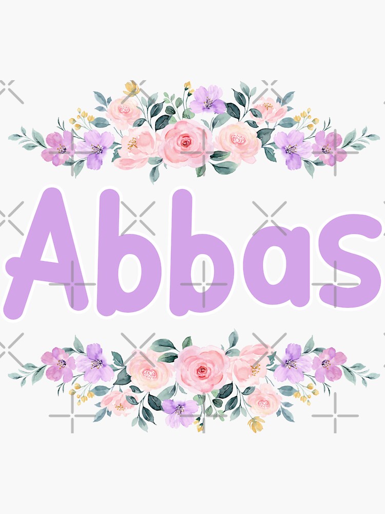 Purple Flower Abbas Name Label (Black)