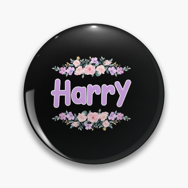 Item preview, Purple Flower Harry Name Label (Black) designed and sold by NormadWorld.