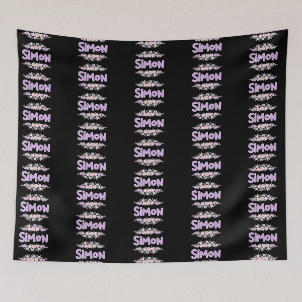 Item preview, Purple Flower Simon Name Label (Black) designed and sold by NormadWorld.