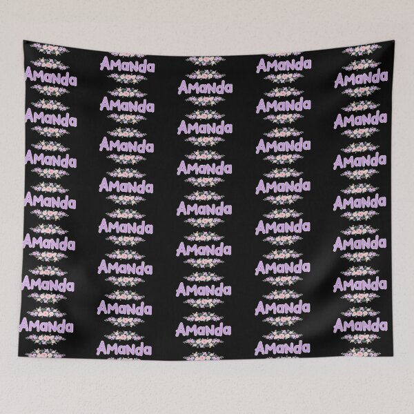 Item preview, Purple Flower Amanda Name Label (Black) designed and sold by NormadWorld.