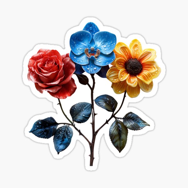 Item preview, Enchanting Trio: Rose, Orchid, and Sunflower in Full Bloom designed and sold by ChuckleMarket.