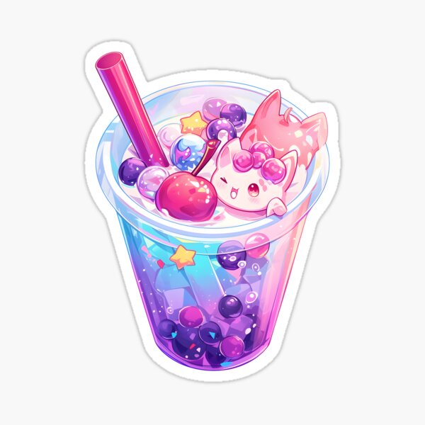 Kawaii Cat Bubble Tea Sticker