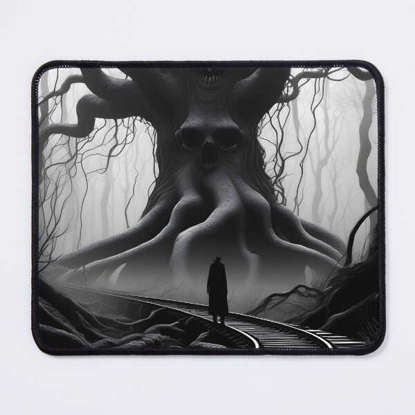 Item preview, Scary Train Tracks Eerie Train Trip Destination in Black and White designed and sold by Beachy.