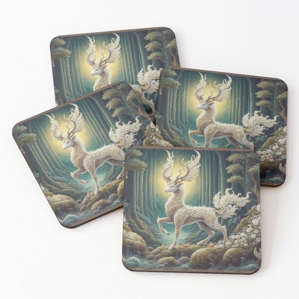 Item preview, White Guardian Deer in forest designed and sold by Illuministique.