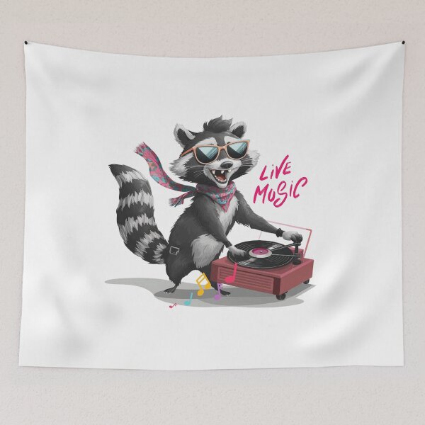 Item preview, Groovy Raccoon: Music Festival Themed Artwork designed and sold by Colorful-Garden.