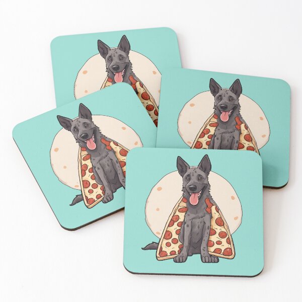 Item preview, Canine Comfort: Dutch Shepherd Snuggled under a Pizza Blanket FASTFOODSANDDOGS designed and sold by GoodyPaws.