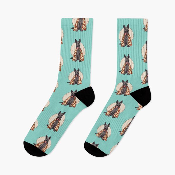 Item preview, Canine Comfort: Dutch Shepherd Snuggled under a Pizza Blanket FASTFOODSANDDOGS designed and sold by GoodyPaws.