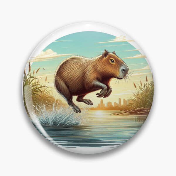 Item preview, Capybara Jumps into Lake-day version1 designed and sold by Capybara Art Lover.