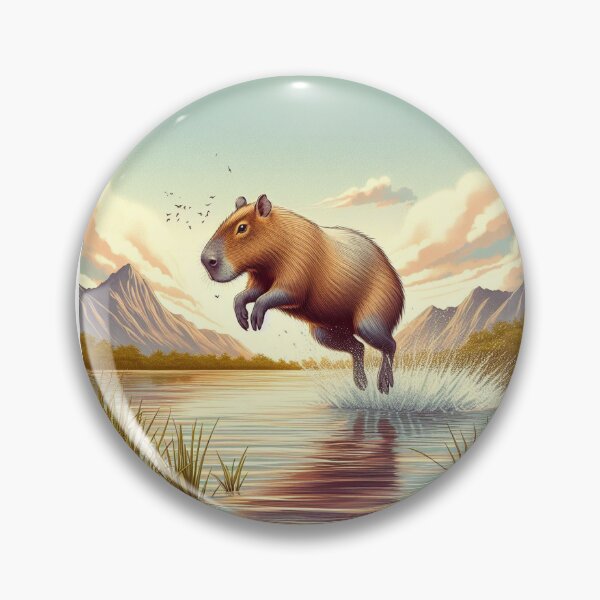 Item preview, Capybara Jumps into Lake-day version2 designed and sold by Capybara Art Lover.