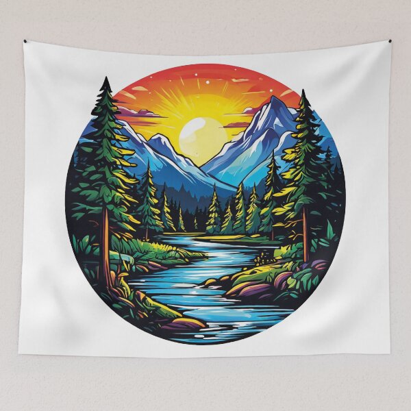 Item preview, Peaceful scene amidst green forests designed and sold by Ink-Kreativ.
