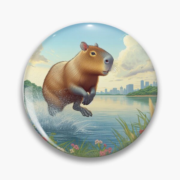 Item preview, Capybara Jumps into Lake-day version3 designed and sold by Capybara Art Lover.