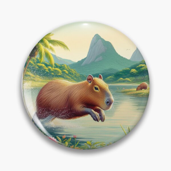 Item preview, Capybara Jumps into Lake-day version4 designed and sold by Capybara Art Lover.