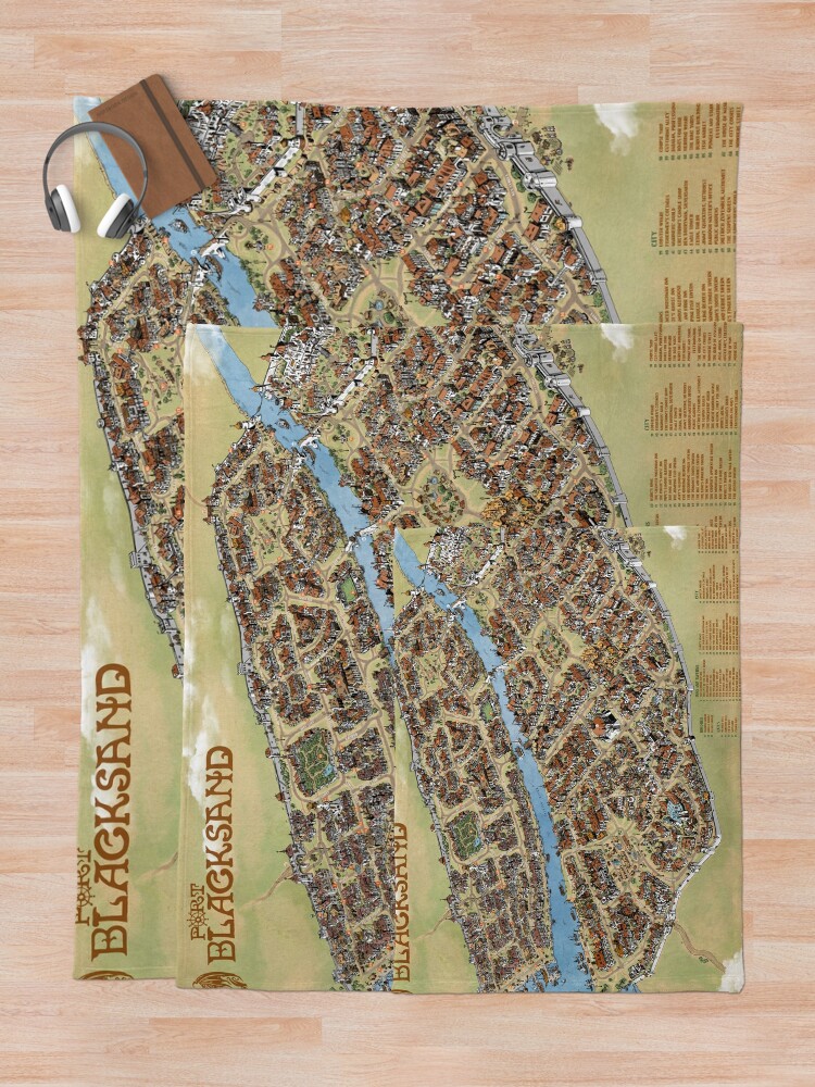 Thumbnail 5 of 6, Throw Blanket, Port Blacksand: City of Thieves designed and sold by qpiii.