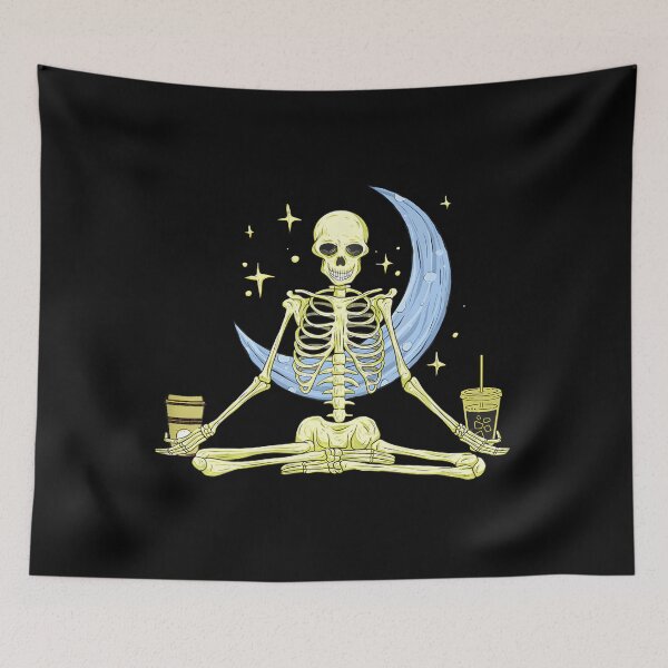 Item preview, Skeleton Doing Yoga And Drinking Coffee Meditation designed and sold by rutaiulae71.