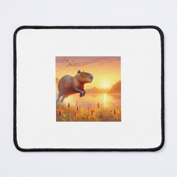 Item preview, Capybara Jumps into Lake-sunset version1 designed and sold by Capybara Art Lover.