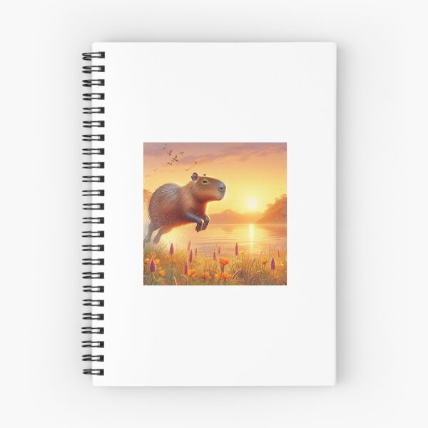 Item preview, Capybara Jumps into Lake-sunset version1 designed and sold by Capybara Art Lover.