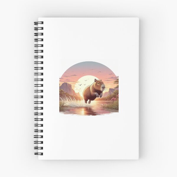 Item preview, Capybara Jumps into Lake-sunset version2 designed and sold by Capybara Art Lover.