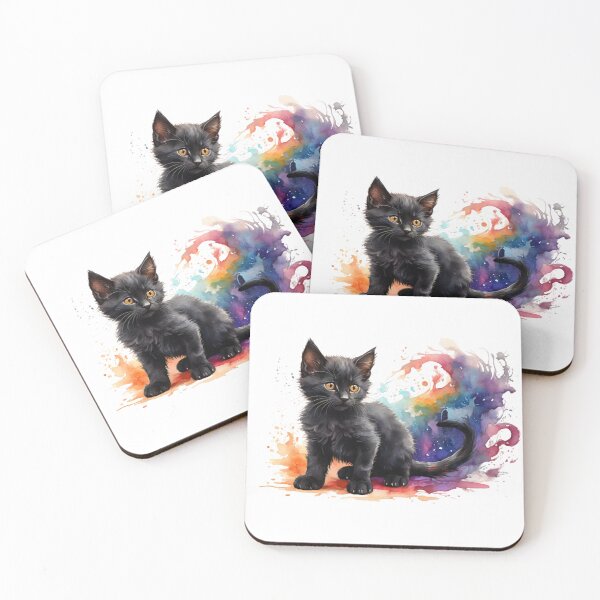 Item preview, a black kitten with bright colors designed and sold by Rose Design & Photos.