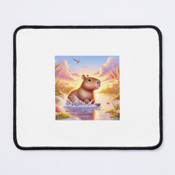 Item preview, Capybara Jumps into Lake-sunset version3 designed and sold by Capybara Art Lover.