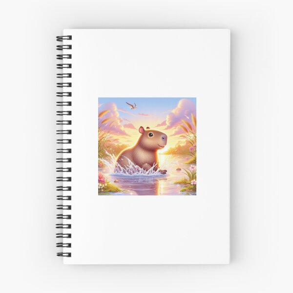 Item preview, Capybara Jumps into Lake-sunset version3 designed and sold by Capybara Art Lover.