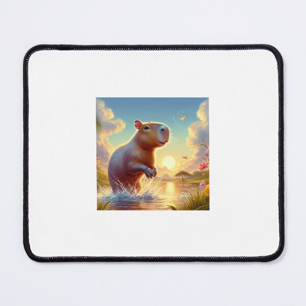 Item preview, Capybara Jumps into Lake-sunset version4 designed and sold by Capybara Art Lover.