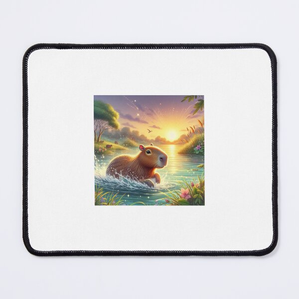 Item preview, Capybara Jumps into Lake-sunset version5 designed and sold by Capybara Art Lover.