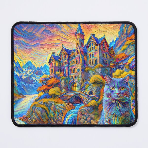 Item preview, Stylised castle and cat. DeepDream designed and sold by blackhalt.