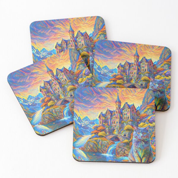Item preview, Stylised castle and cat. DeepDream designed and sold by blackhalt.