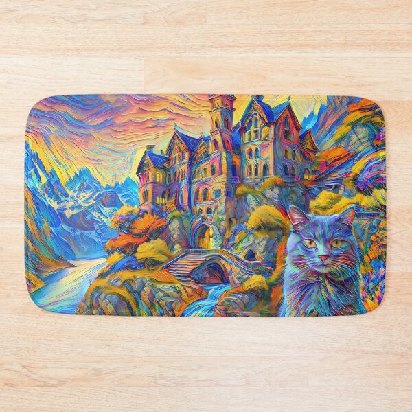 Item preview, Stylised castle and cat. DeepDream designed and sold by blackhalt.